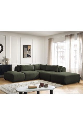 Canapé d'angle modulable Jana - Vert - 5 places - En tissu chiné