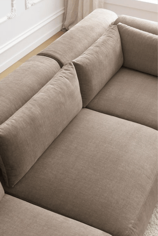 Canapé d'angle modulable Jeanne - Taupe - 5 places - En tissu velours