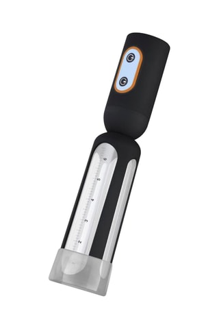 Bomba para o pénis vibrante - Preto e transparente - 18,7 cm