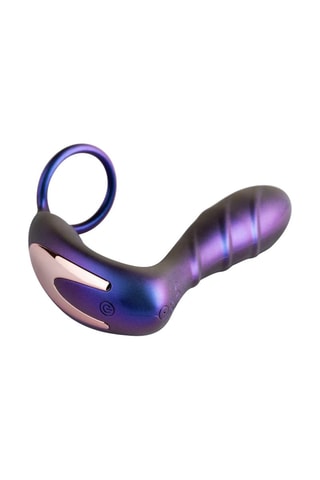 Vibrador anal com anel peniano waterproof Black Hole - Violeta - 11 cm