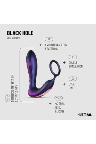 Vibrador anal com anel peniano waterproof Black Hole - Violeta - 11 cm