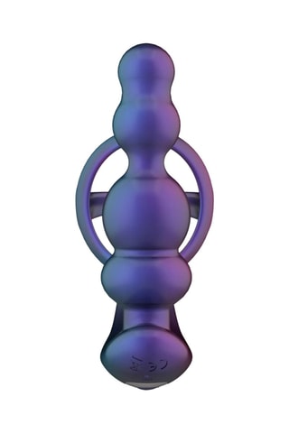 Plug anal vibratório com anel peniano telecomandado Stellar - Violeta - 10 cm