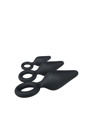 3 plugs anais com anel de retração - Preto - 0,8 cm a 3,8 cm