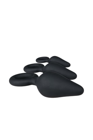 3 plugs anais com anel de retração - Preto - 0,8 cm a 3,8 cm