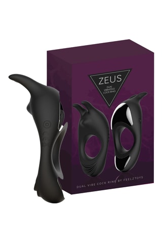 Anel peniano vibratório duplo Zeus - Preto
