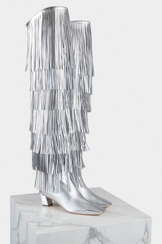 Cuissardes en cuir - Argenté