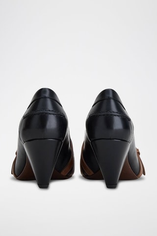 Mocassins à talons en cuir - Noir