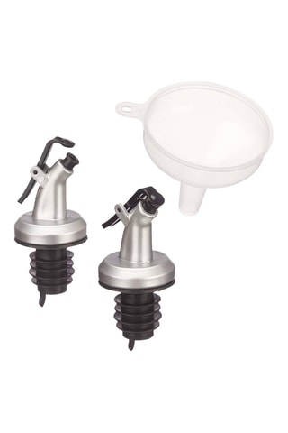 2 doseadores de aço inoxidável e funil