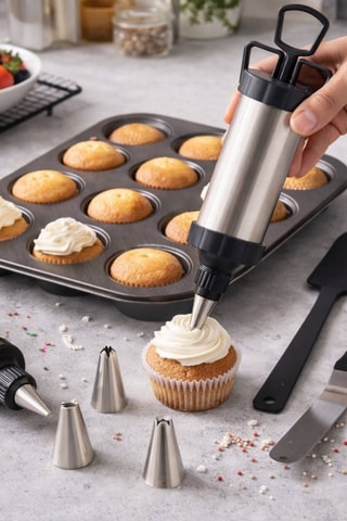 Conjunto de pastelaria em silicone e aço inoxidável