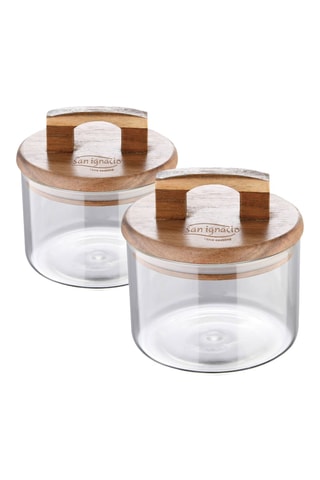 2 frascos em vidro borosilicato com tampa em madeira de acácia - 40 e 50 cl