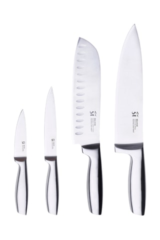 4 facas em aço inoxidável