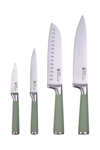 4 facas em aço inoxidável