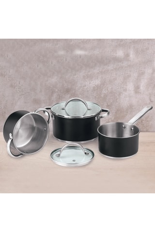 2 Roestvrijstalen Kookpannen en 1 Steelpan 16/20/24 cm