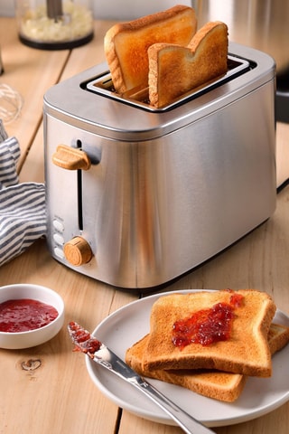 Grelhador em aço inoxidável e madeira - 800 W - 2 aberturas