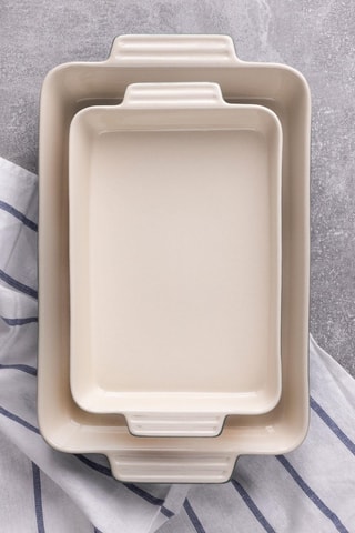 2 travessas para forno em arenito - 30,9 x 18,8 x 4,9 / 38 x 21 x 6,9 cm