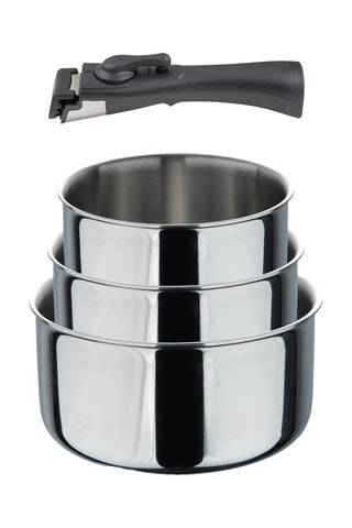 3 Roestvrijstalen Steelpannen en 1 Afneembare Steel - 16/18/20 cm