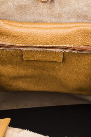 Cabas épaule en cuir Sibari - Moutarde 