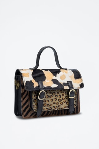 Leren Schoudertas Assoro - Zwart en Bruin