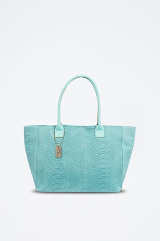 Leren Shopper - Turquoise