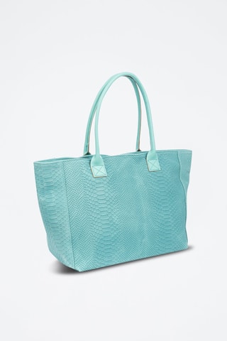 Leren Shopper - Turquoise