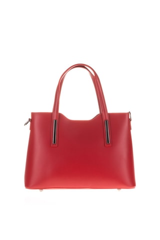 Cabas en cuir Cannobio - Rouge et argenté