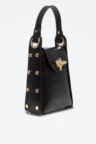 Leren Handtas Alviano - Zwart en goudkleurig