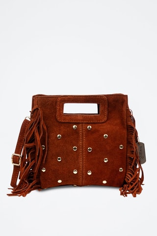 Nubuck Handtas Barbata - Bruin, goudkleurig en zilverkleurig