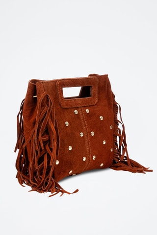 Nubuck Handtas Barbata - Bruin, goudkleurig en zilverkleurig