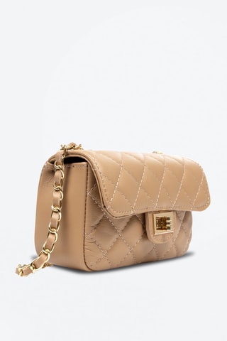 Sac bandoulière en cuir - Beige et doré