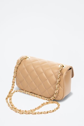 Sac bandoulière en cuir - Beige et doré