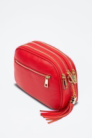 Sac bandoulière en cuir - Rouge et doré