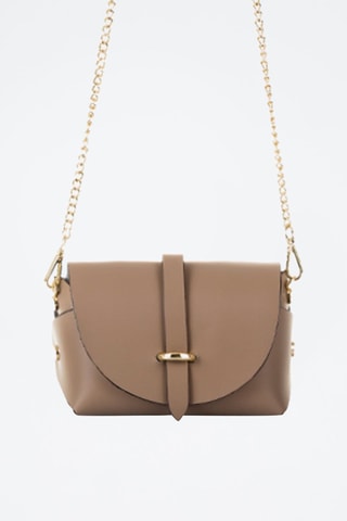 Sac bandoulière en cuir 
Taupe