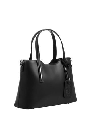 Cabas en cuir Cannobio - Noir et argenté