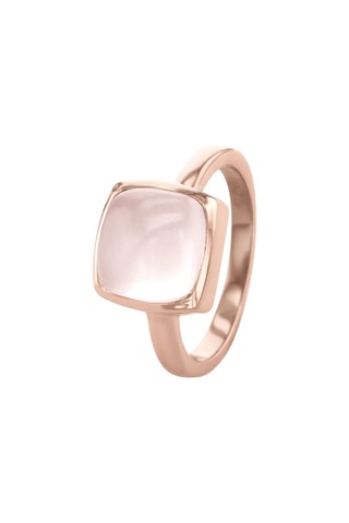 Anel Prata banhada a ouro rosa e quartzo rosa