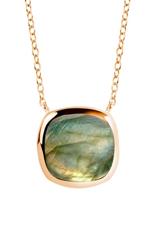 Colar Prata folheada a ouro amarelo e labradorite