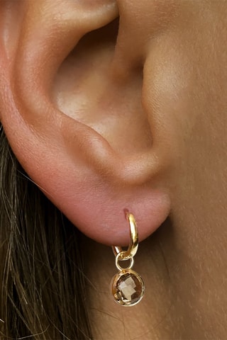 Brincos - Prata banhada a ouro amarelo, quartzo fumado e zircónios