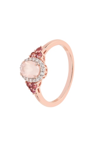 Anel - Prata banhada a ouro rosa, quartzo e turmalinas