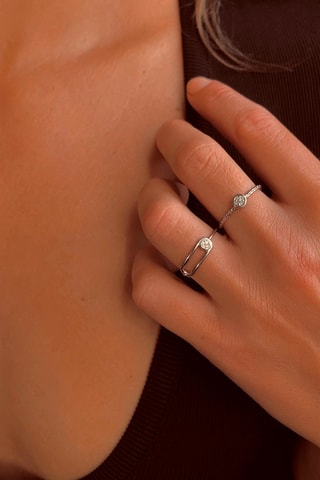 Anel Prata e diamante