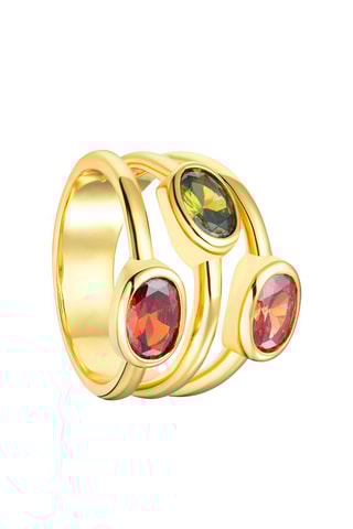Ring - Zilver Doublé Geelgoud, Amethist, Saffier en Spinel