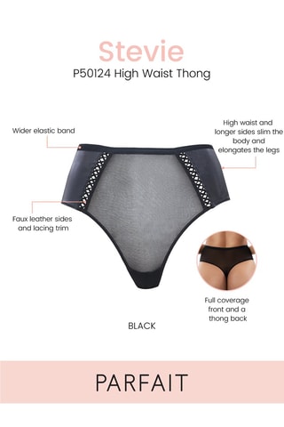 Tanga de talle alto Stevie - Negro