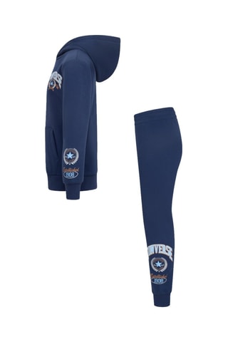 Felpa con cappuccio e pantaloni in cotone bio   - Blu