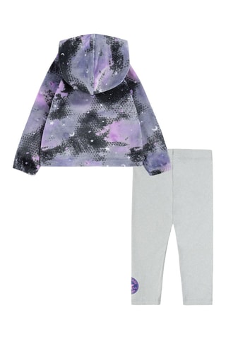 Felpa con cappuccio e leggings - Nero, viola e grigio