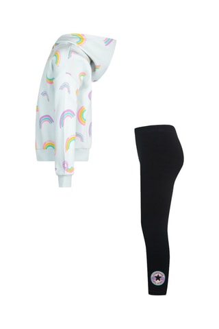 Felpa con cappuccio e leggings - Bianco e nero