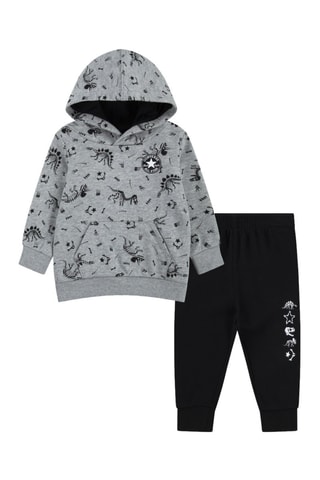 Felpa con cappuccio e pantaloni   - Nero e grigio