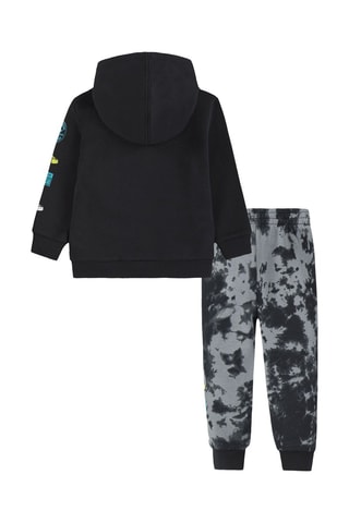 Felpa e pantaloni sportivi in pile tie and dye - Nero e grigio