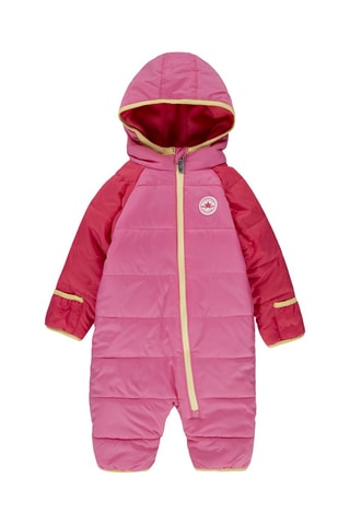 Tutina imbottita con cappuccio - Rosa, bianco e rosso