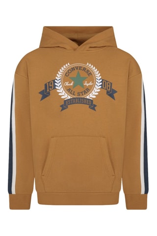 Felpa con cappuccio in cotone bio  - Bianco, blu e marrone