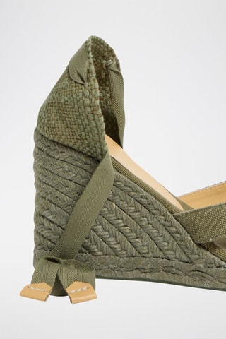Espadrillas con zeppa in cotone bio Bailey - Verde kaki  - Castañer