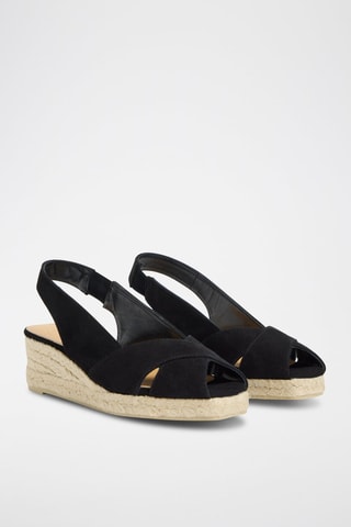 Espadrillas con zeppa in pelle scamosciata Diana - Nero  - Castañer