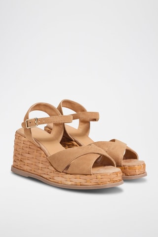 Espadrillas con zeppa in pelle scamosciata Thea - Beige - Castañer